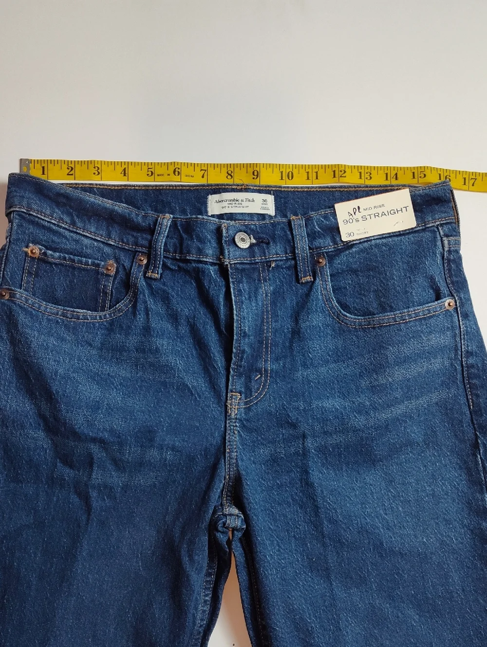 Ambercrombie & Fitch Women's Denim Blue Jeans Mid-rise 90 Straight Size 30 Short - Picture 3 of 8